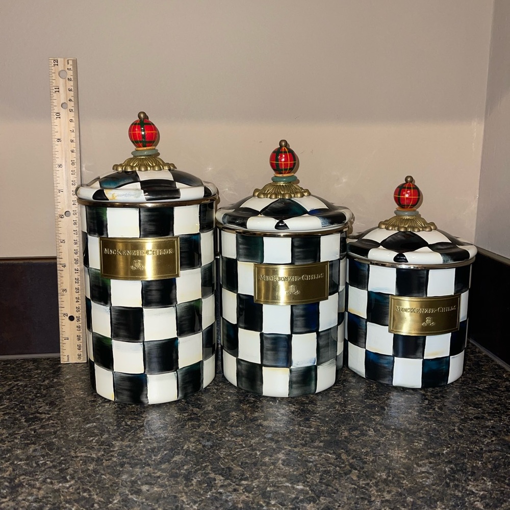 McKenzie Childs courtly check canister set